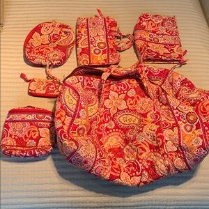 Vera Bradley Raspberry Fizz Large Tote Duffel Bag Set